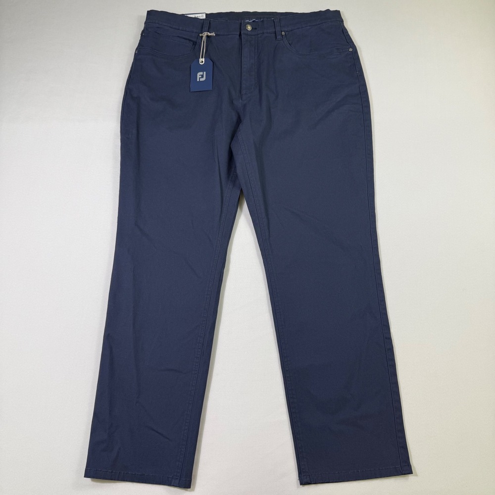FootJoy 1857 Sueded Cotton Twill 5 Pocket Golf Pants Mens 38x30 Navy Preppy NEW